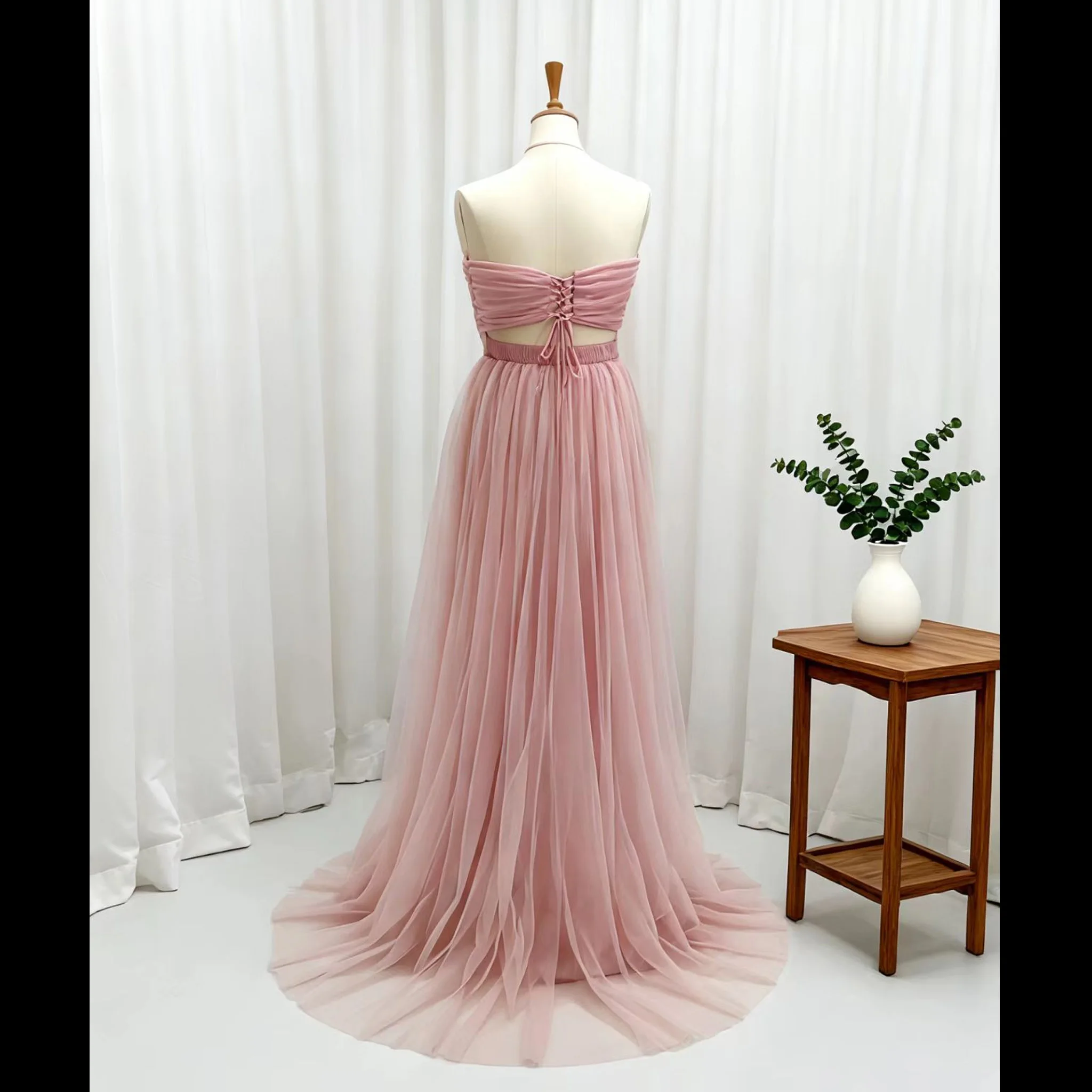 Pregnancy Photography Outfit Elegant Tulle Lace-Up Dress Strapless Split Evening Dresses Maternity Dresses For Baby Showers