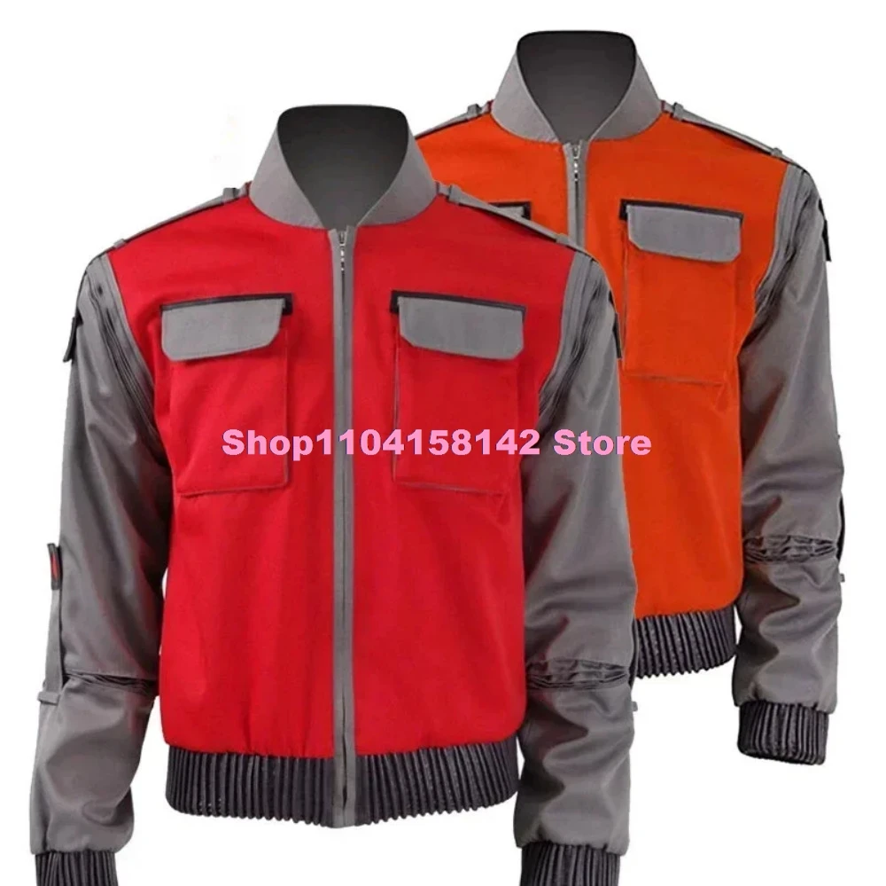 Movie Back To The Future Jr Marlene Seamus Marty Mcfly Jacket Cosplay Costume Classic Red Orange Outwear Coat Halloween Costume