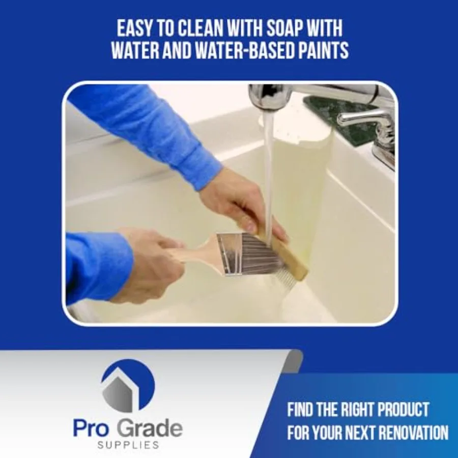 5피스 페인트 브러시 세트, 라텍스 및 유화용 평면 및 각도 브러시 포함, 얼룩 및 실내외 홈 개선에 이상적