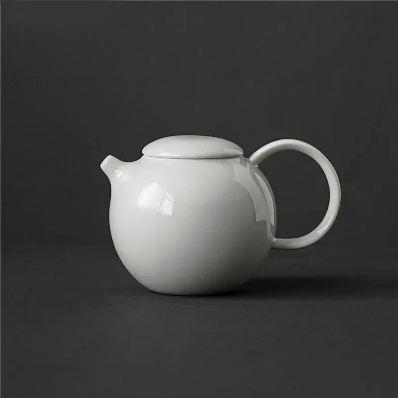 230ml White Jade Porcelain Teapot Handmade Mutton Fat Jade Teakettle Household Single Pot Kung Fu Tea Pu'er Master Pots Teaware