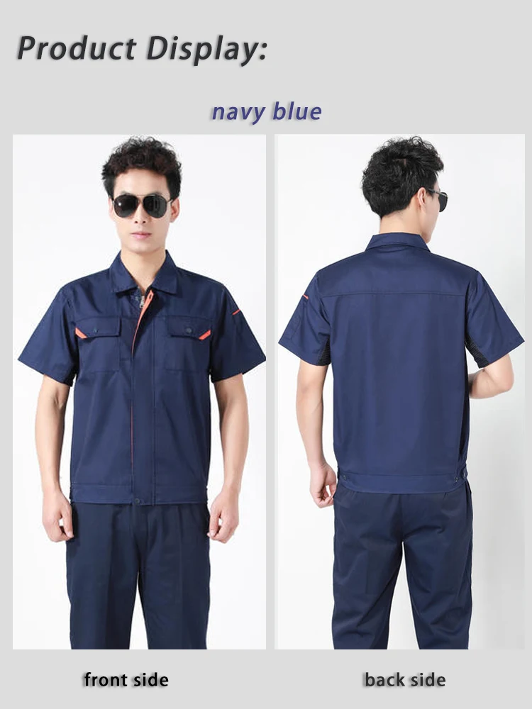 

Летняя рабочая рубашка из чистого хлопка, дышащая униформа с короткими рукавами для обслуживания сварки, легкий комбинезон для охраны труда