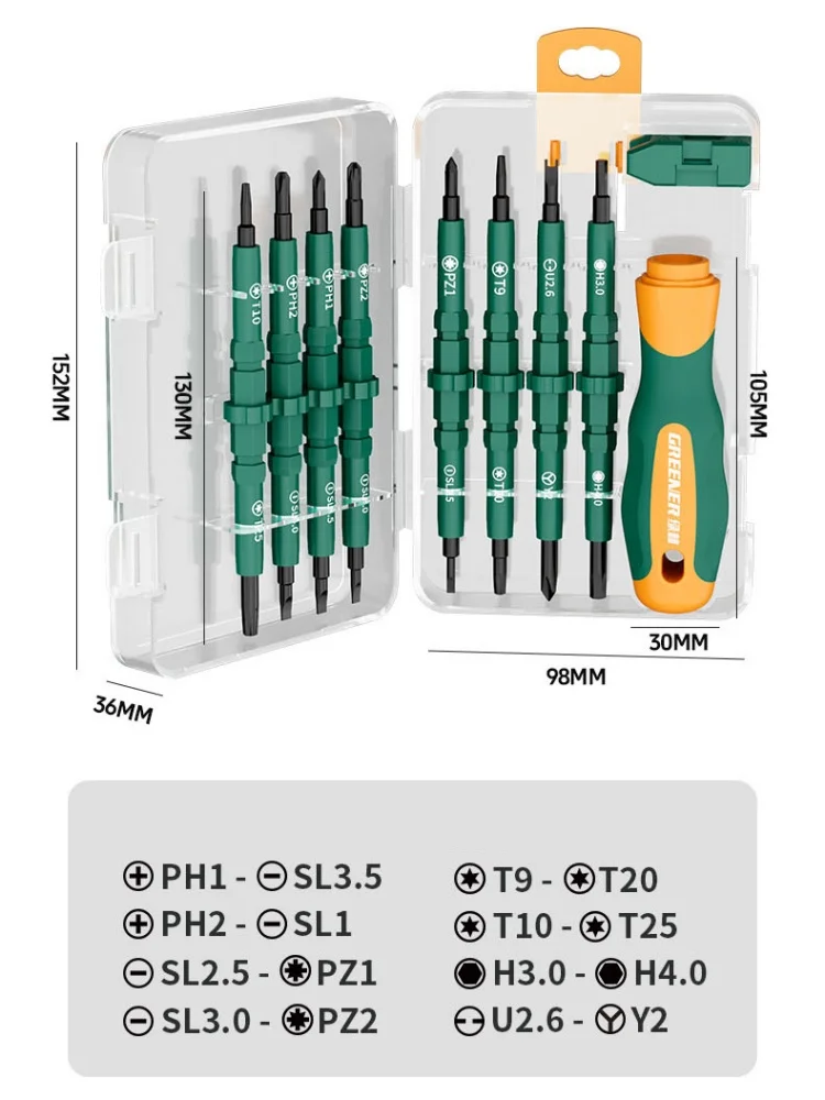 JUSTINLAU 18-in-1 Elektriker-Schraubendreher-Set mit Phillips- und Schlitzbits, stark magnetischen Spitzen und hochfesten Reparatur-Handwerkzeugen – Detail 10