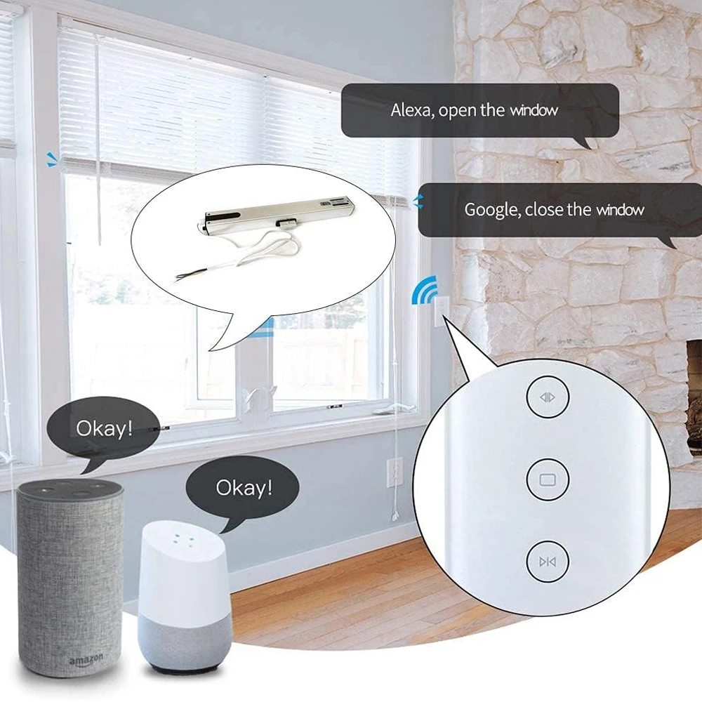 Imagem -05 - Abridor de Janela Automática Inteligente Controle Wifi Curso Ajustável Trabalhar com Alexa