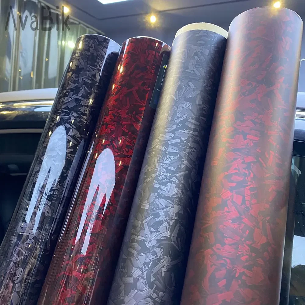 50X300cm Pet-High Glossy Black Gold Silver Red Forged Carbon Fiber Vinyl for Car Sticker on the Hood Anti-scratch Car Stickers