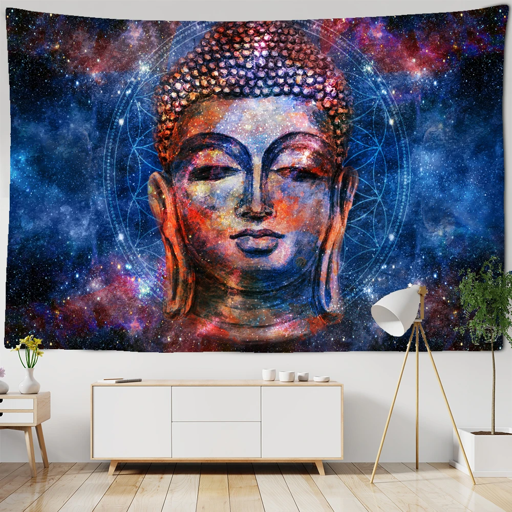 Indian Buddha's meditation psychedelic scene home art decorative tapestry Hippie Bohemian decorative Mandala sheet sofa blanket