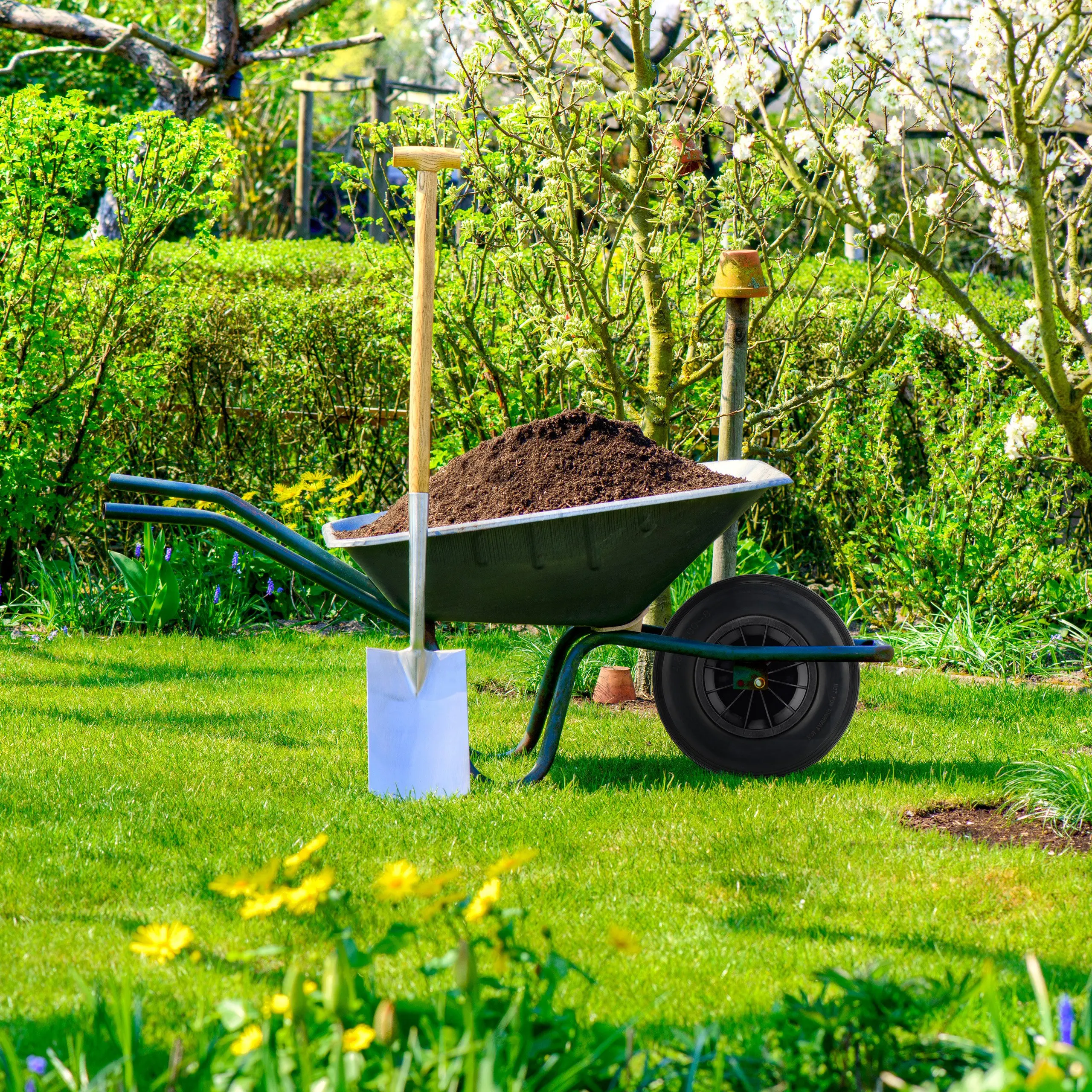 Rueda de carretilla, goma maciza antipinchazos, para carretillas y carros de jardín, 4.80/4.00-8, hasta 100 kg, llanta plástica, negra, Relaxdays