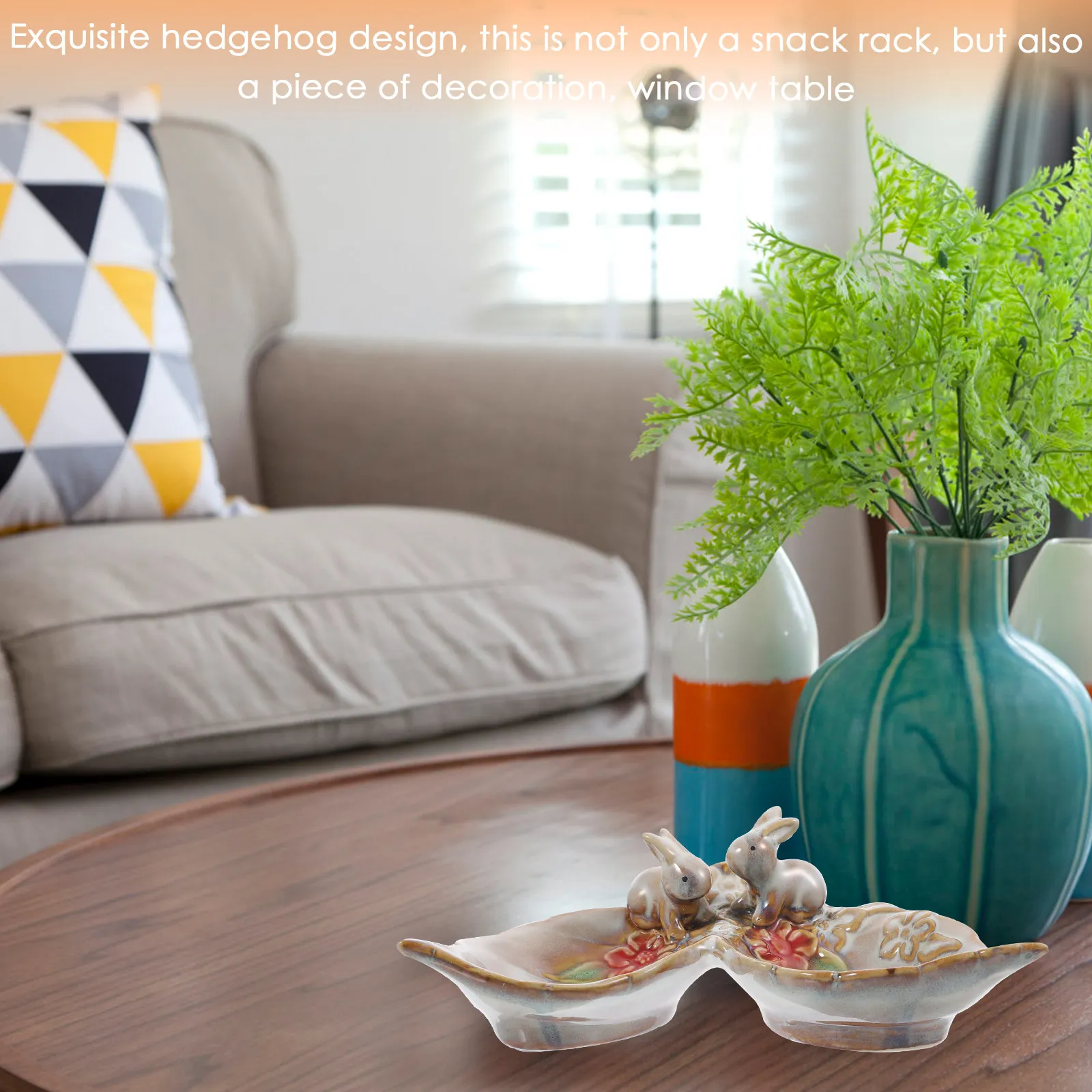 

Керамическая декоративная тарелка-поднос в форме кролика для конфет, закусок, ключей и украшений, настольное украшение, декор с кроликом