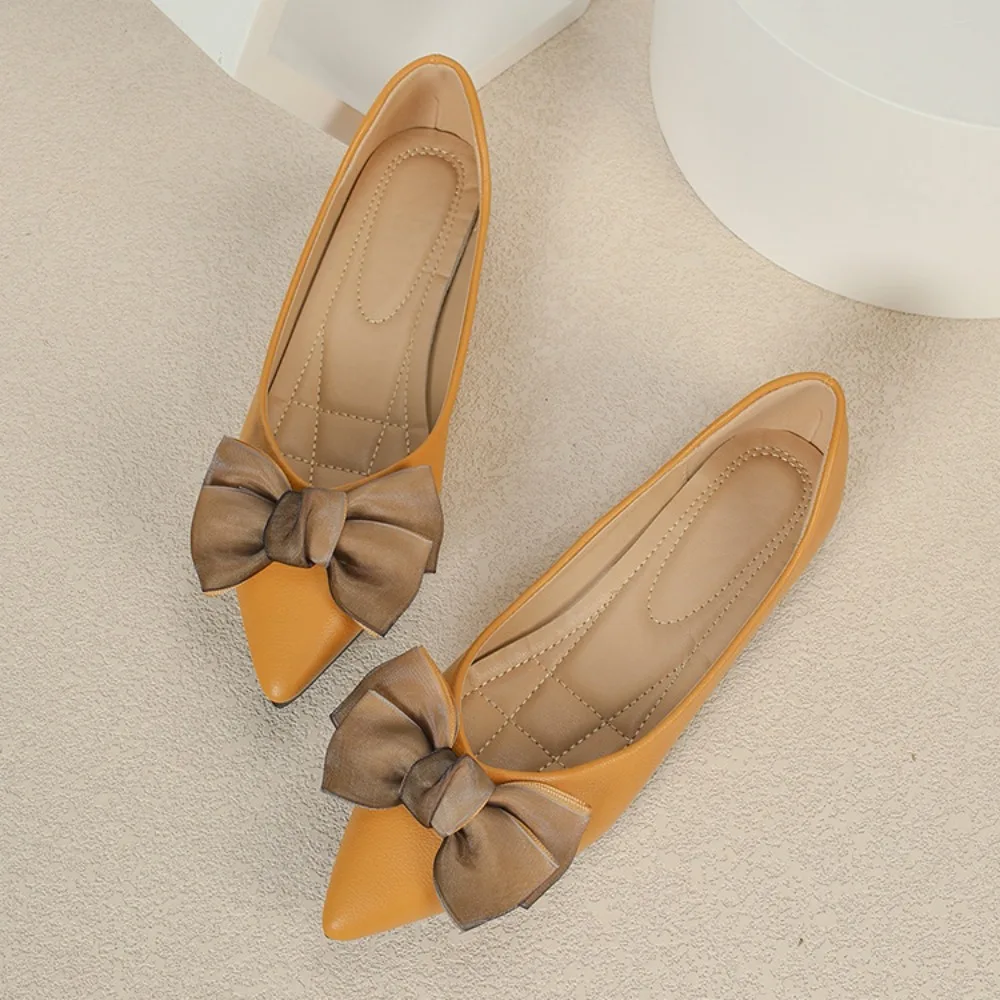 Single Shoe Women's Autumn Pointed Flat Shoes New Versatile Flat Heels Student Bow Soft Bottom Ladle Shoes  Flats Shoes Women