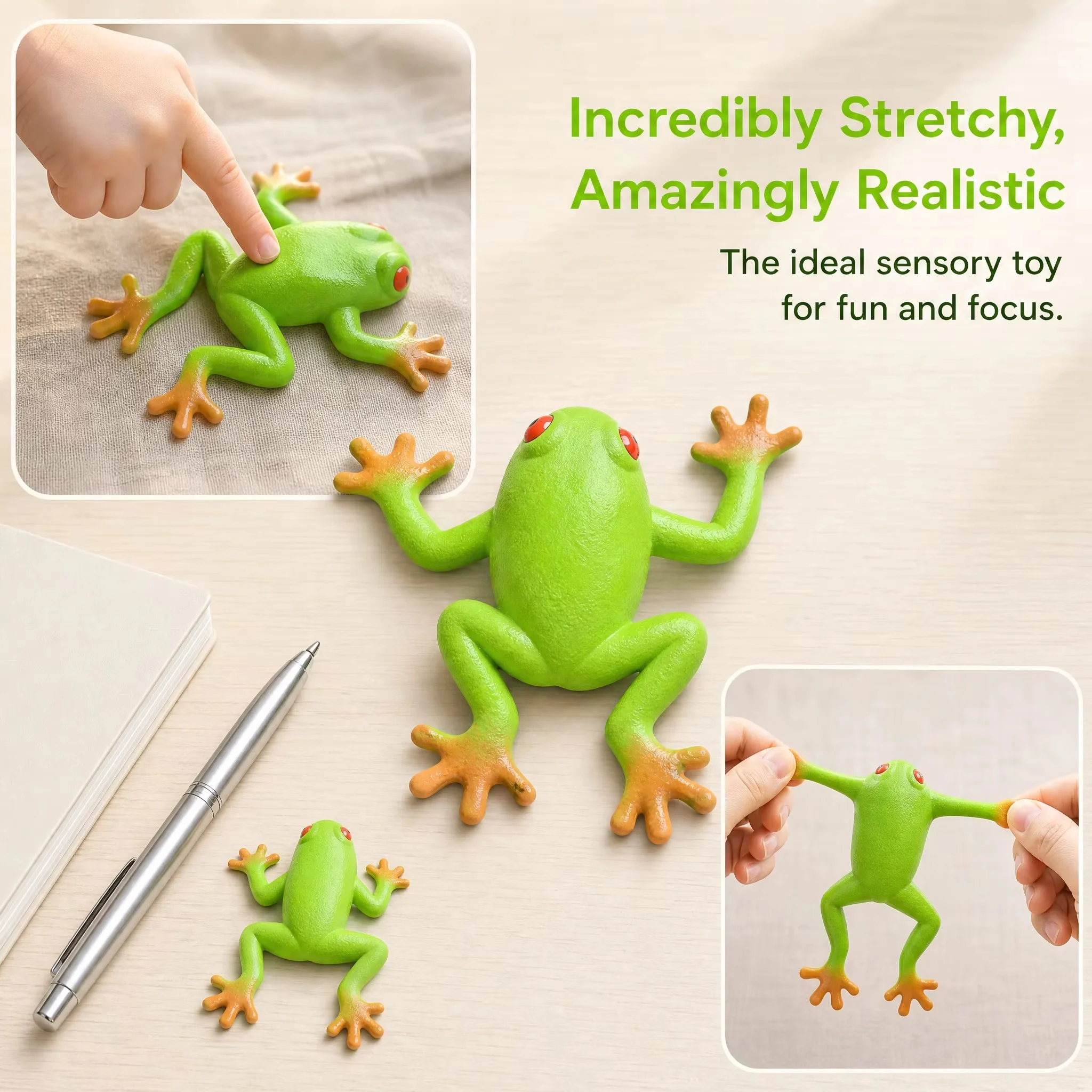 Soft Rubber Particles Stress Reliever Frog Toy - Pinch Fun Sensory Game Mischief Fake Frog Model for Children's Gift