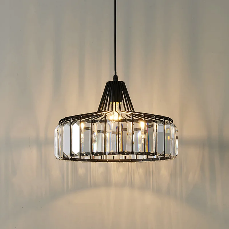 

Modern Luxury Crystal Pendant Lamp Nordic Glass Chandelier E27 Kitchen Island Dining Living Room Round Gold/Black Hanging Light