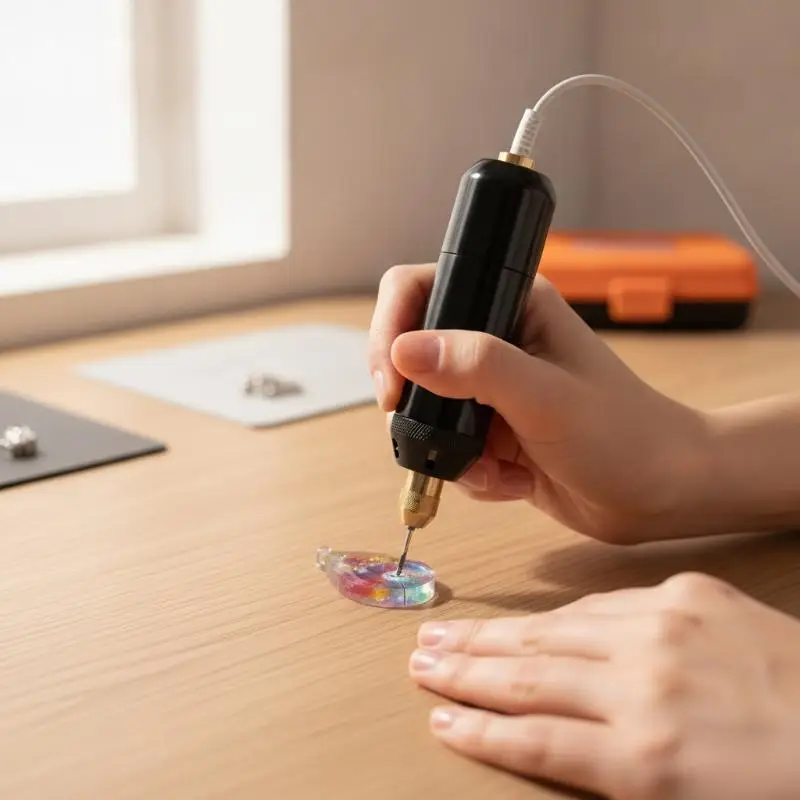 1 Set Handheld Mini Electric Drill Lightweight Portable Tool for Epoxy Jewelry Making Wood Craft Engraving Gifts