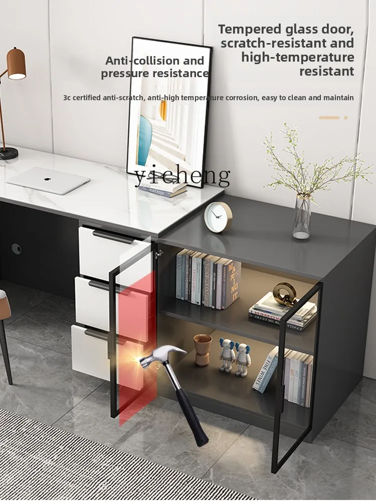 Scrivania per Computer Moderna e Minimalista con Libreria Integrata per Uso Domestico