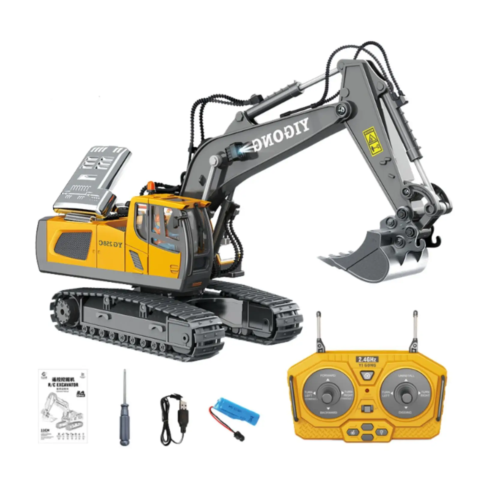 Eb2.4 G RC Digger pour garçons, télécommande, 3, 4, 5, 6, 7, 8-12 ans