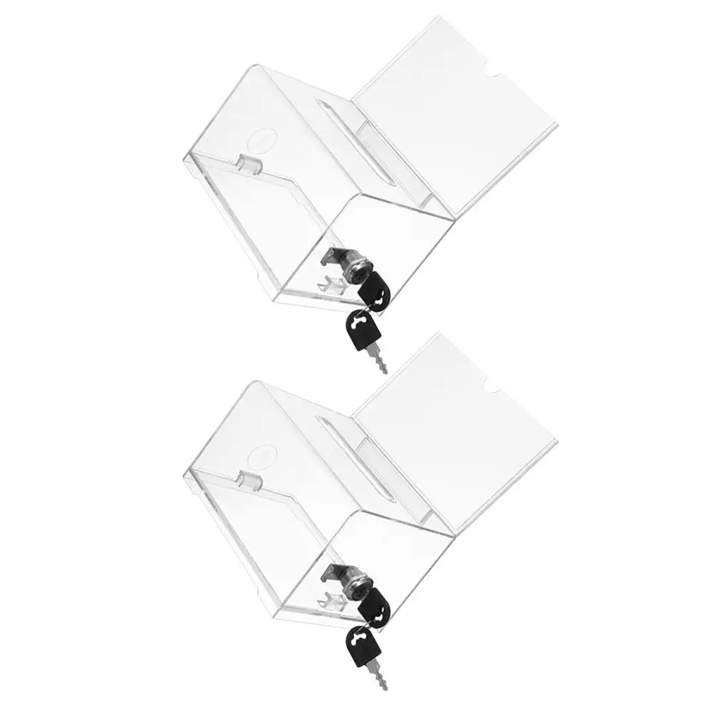 2Pcs Suggestion Box Transparent Business Card Holder Clear Acrylic Raffle Donation Box Office Classroom Fundraising Storage Case