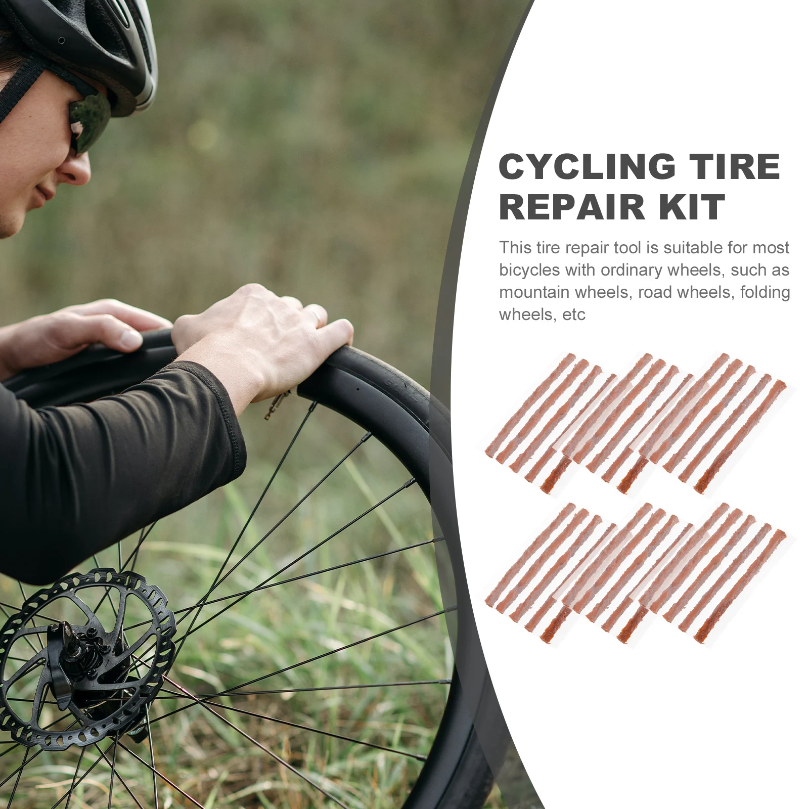 

30pcs Tire Repair Kit Rubber Strips Adhesive Bike Plug Tool for Car Motorcycle Electric Bike Puncture Fixing Supplies