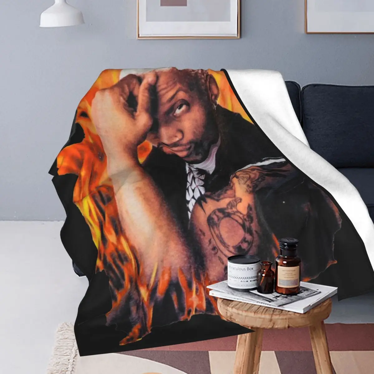 Dennis Rodman Hip Hop Blankets Coral Fleece Plush Vintage Retro 90s Rap Warm Throw Blankets for Airplane Travel Bed Rug