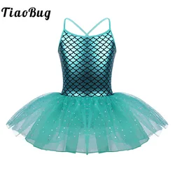 Kids Girls Ballet Dress Shiny Sequin Gymnastics Leotards Ballerina Tutu Dancewear Fairy Prom Party Mermaid Dance Costumes