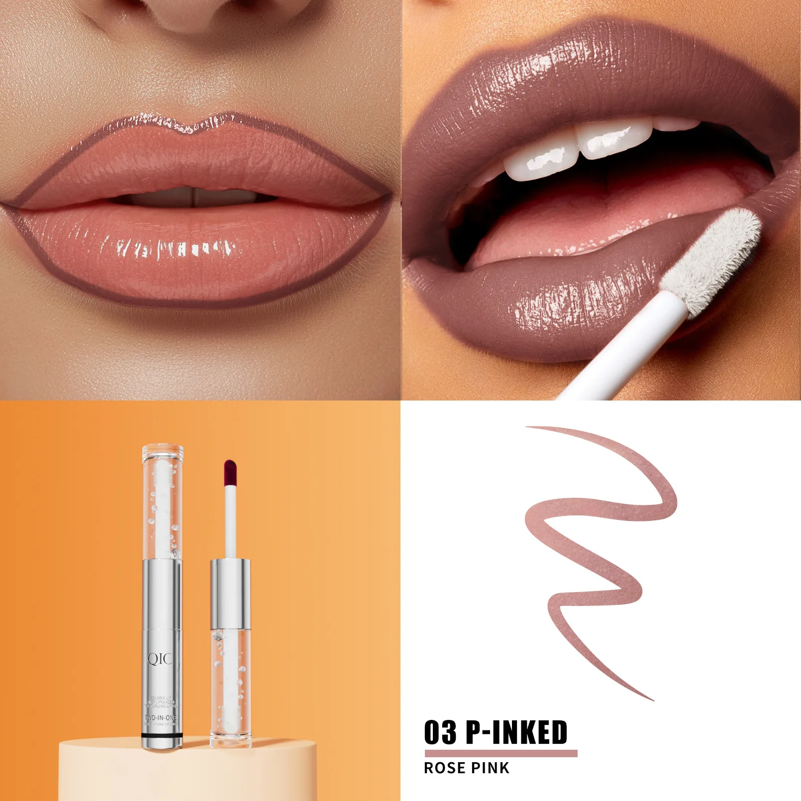 Double-ended tear-off lip glaze + lip balm, ultra-fine lip liner brush, matte matte waterproof, non-fading, non-sticky lipstick