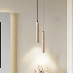 Creative Personality Yellow Cave Stone Pendant Light Bedroom Headboard  Wabi-Sabi Cream Style Restaurant Bar Decorate Travertine