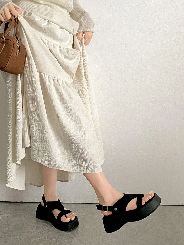 Dgy 2 - حذاء ذو نعل سميك من Way Wear - حذاء بحلقة بإبزيم مزدوج وسحاب - مقدمة الكفة مقسمة (عرض لفترة محدودة)