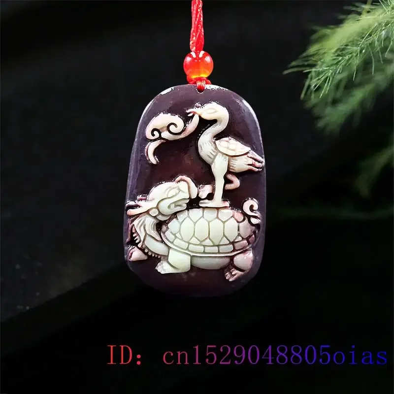 

Jade Dragon turtle Pendant Necklace Chinese Amulet Gemstone Fashion Lucky Charm Carved Crane Jewelry Gifts Natural