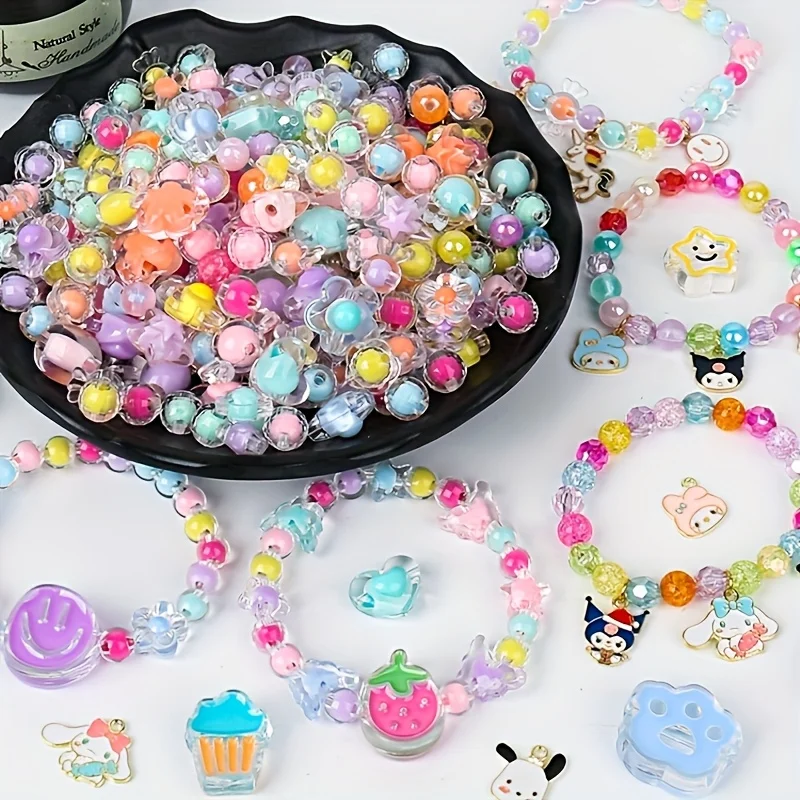 30g/1.06oz, includes a mix of star, heart, butterfly, bow, round bead, flower bead, and various colorful styles. Simple and prac