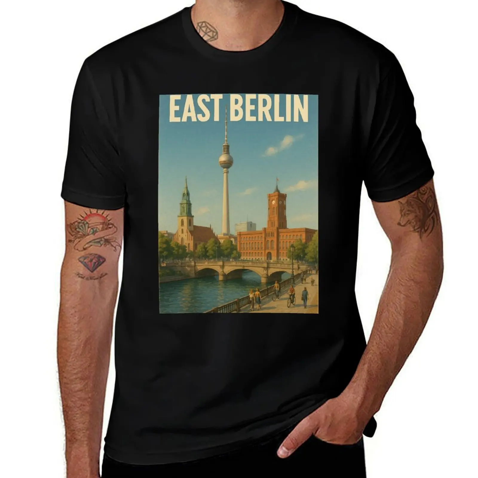

East Berlin Landmarks with Fernsehturm and Rotes Rathaus T-Shirt oversized t shirt customs design your own mens t shirt graphic