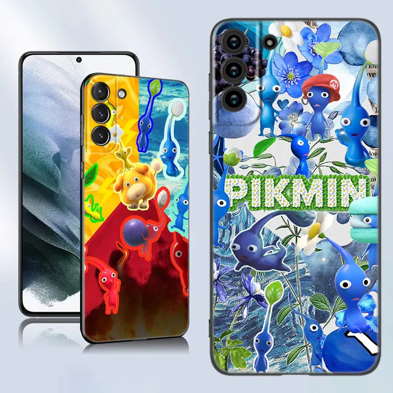 Pikmin Game Black Silicone Phone Case For Samsung Galaxy S23 S21 S20 FE S24 S22 Ultra S10E S10 S9 S8 Plus