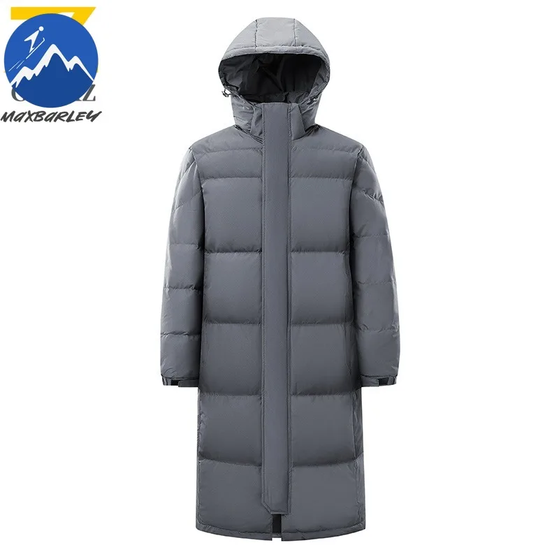 Maxbarley 2025 Winter Down Jacket Men Long Fashion Windproof Warm White Duck Down Filler Coat Snow Ski Cold Proof Puffer Jacket