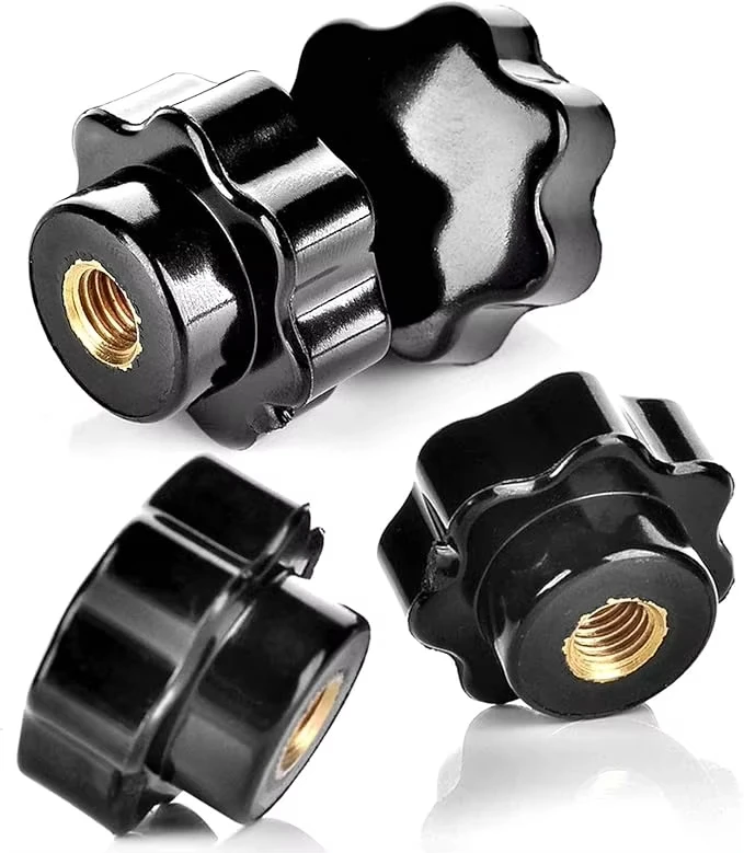 2Pcs M4M5M6M8M10~M16 Blind Hole Plum Bakelite Hand Tighten Nuts Handle Thread Star Mechanical Black Thumb Nuts Clamping Knob