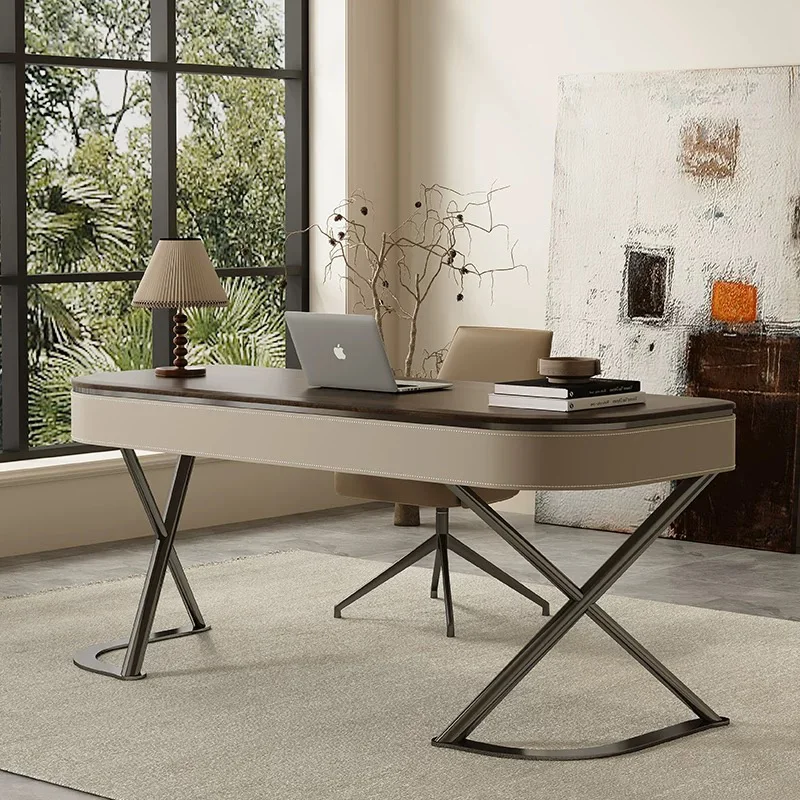 Modern Simple Design Home Office Desk Light Writing Desk Boss Computer Office Desk With Drawer