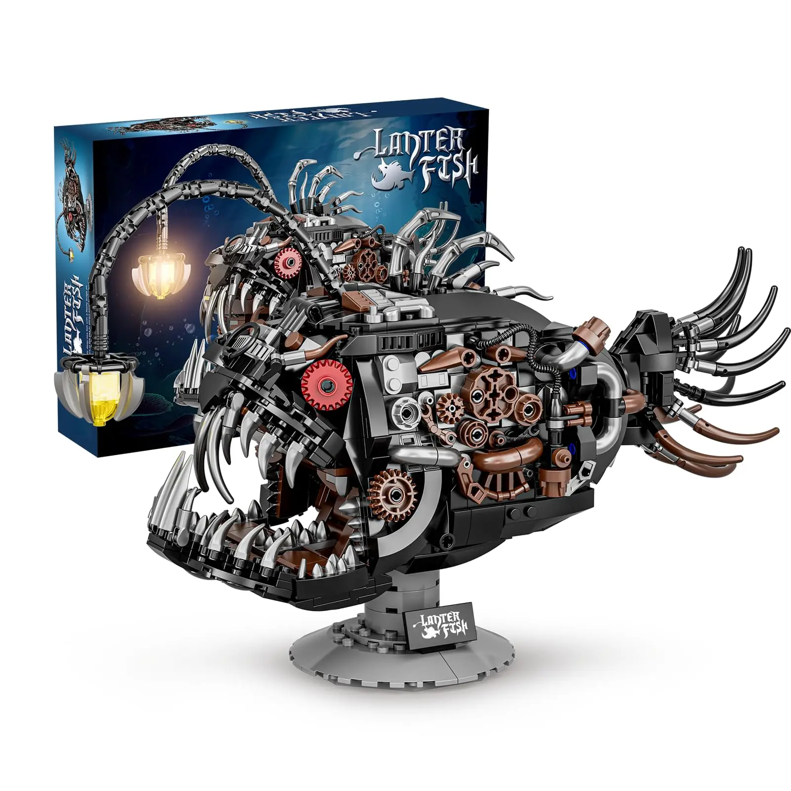 

1038PCS Mechanical Lantern Fish Building Sets Ocean Animal Collection Toys Adults Home Decor STEM Building Gifts for Teens Boys
