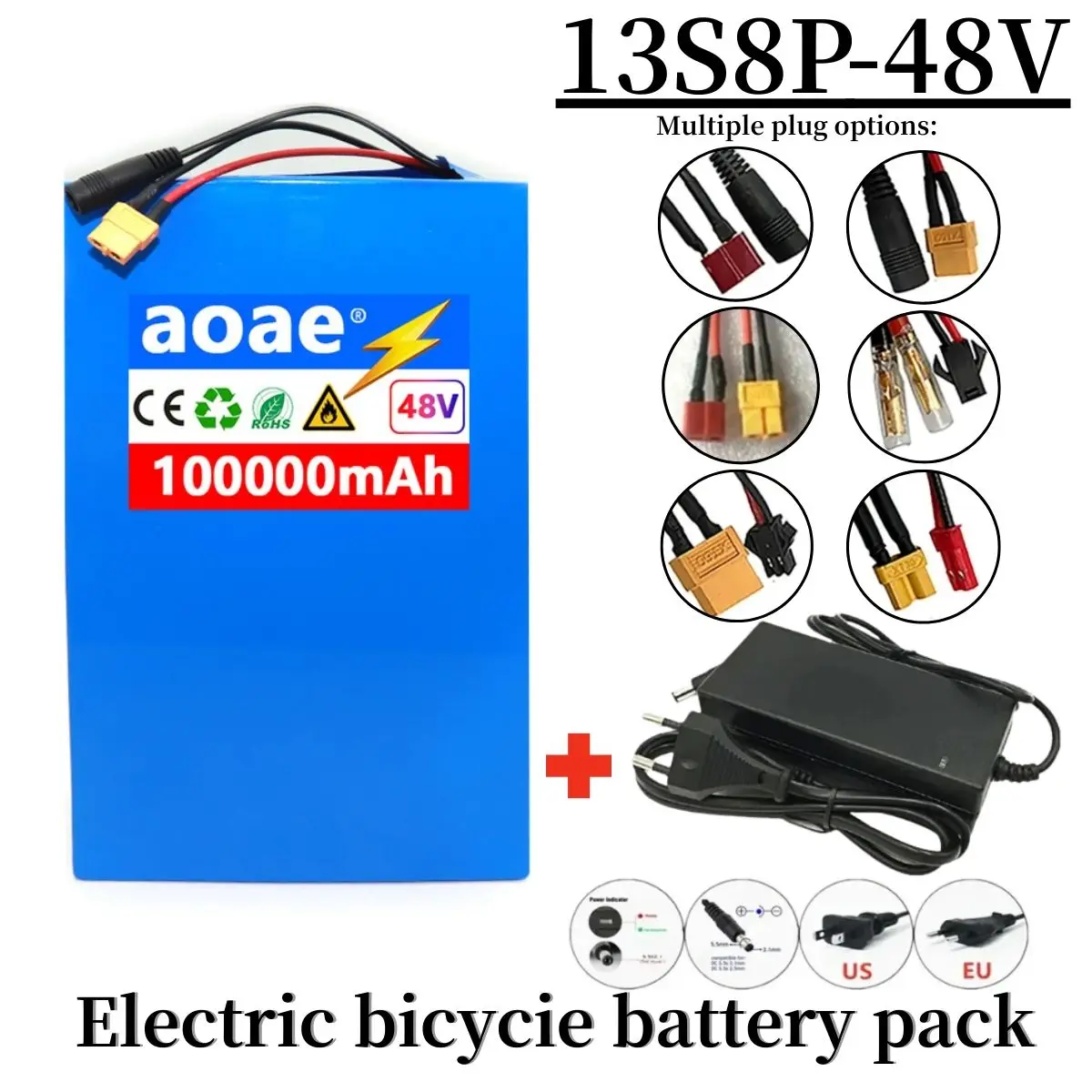 Li-ion 100000MAH 48V 13S8P Suit Citycoco Motorized Scooter Use Battery Model Aircraft Electric Tools Cartssolar Energy Inverters