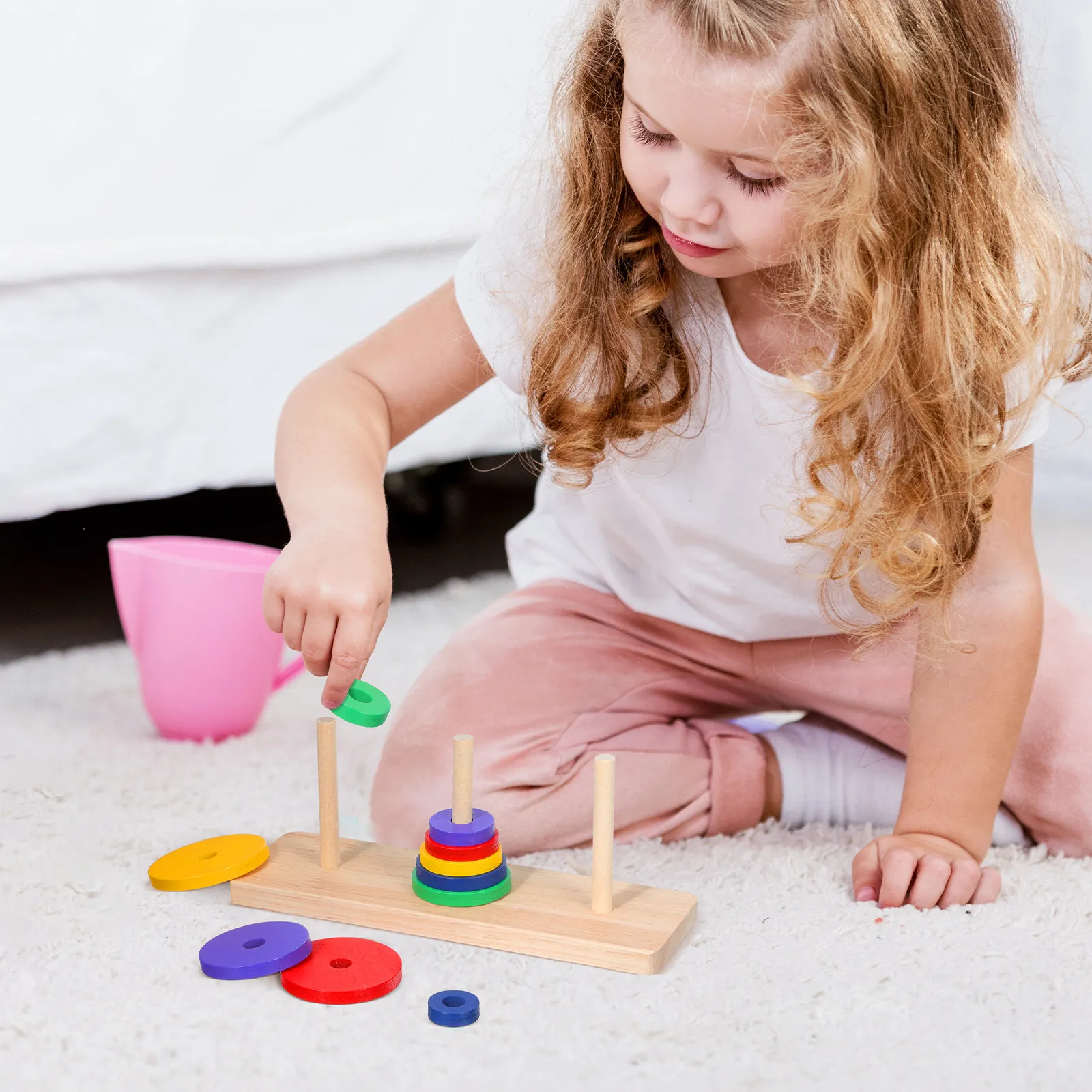 

Набор деревянных интеллектуальных головоломок «Ханойская башня»: красочная развивающая игра для взрослых и детей, для домашнего отдыха и развития творческих способностей