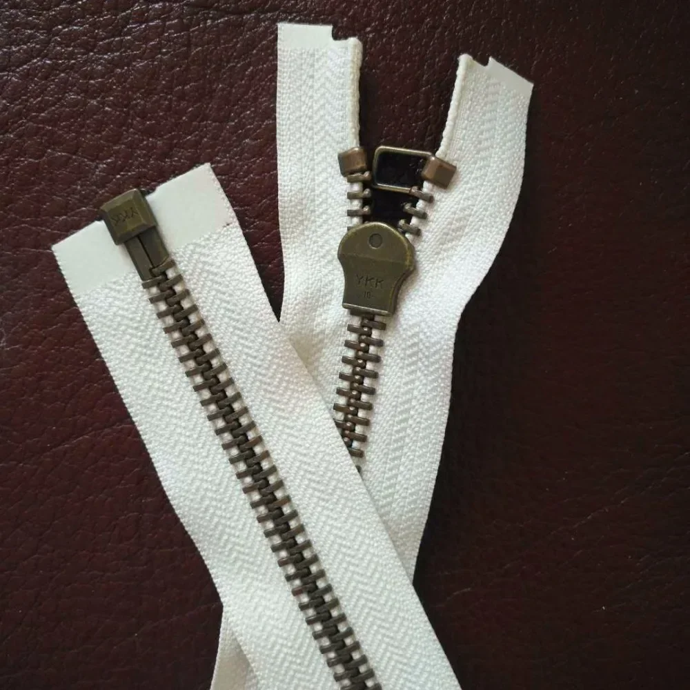 

10 # Большой размер от 58,5 до 63 см, бронзовая винтажная металлическая молния YKK, бежевый, кремовый, одинарная открытая кожаная куртка, ремонт, швейные аксессуары