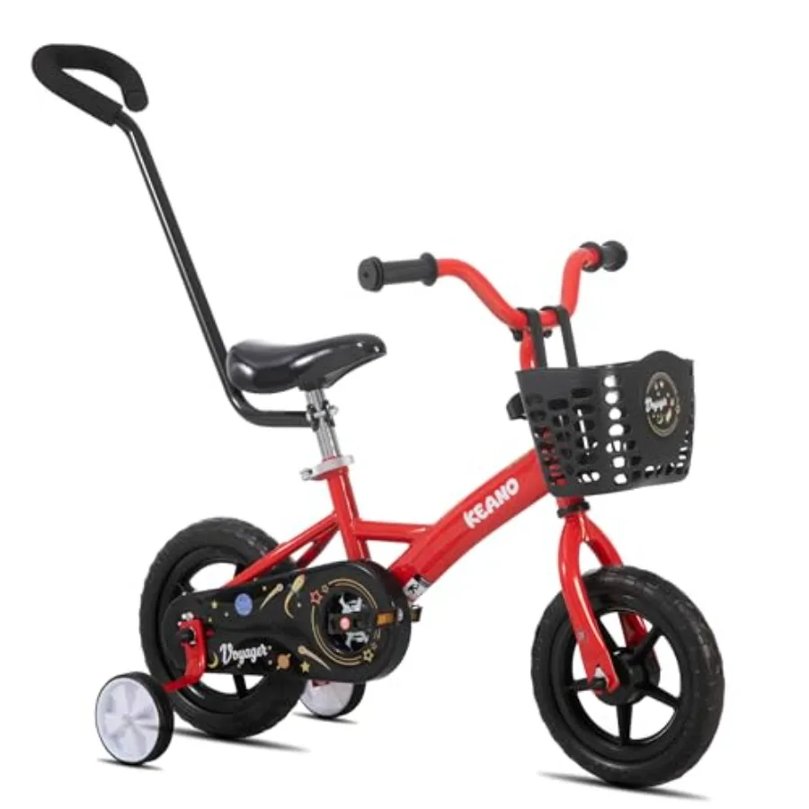 

12 Inch Bike for Boys and Girls Ages 1-4 Years Toddler Bike with Training Wheels Basket Detachable Parent Push Handle Bicycle i