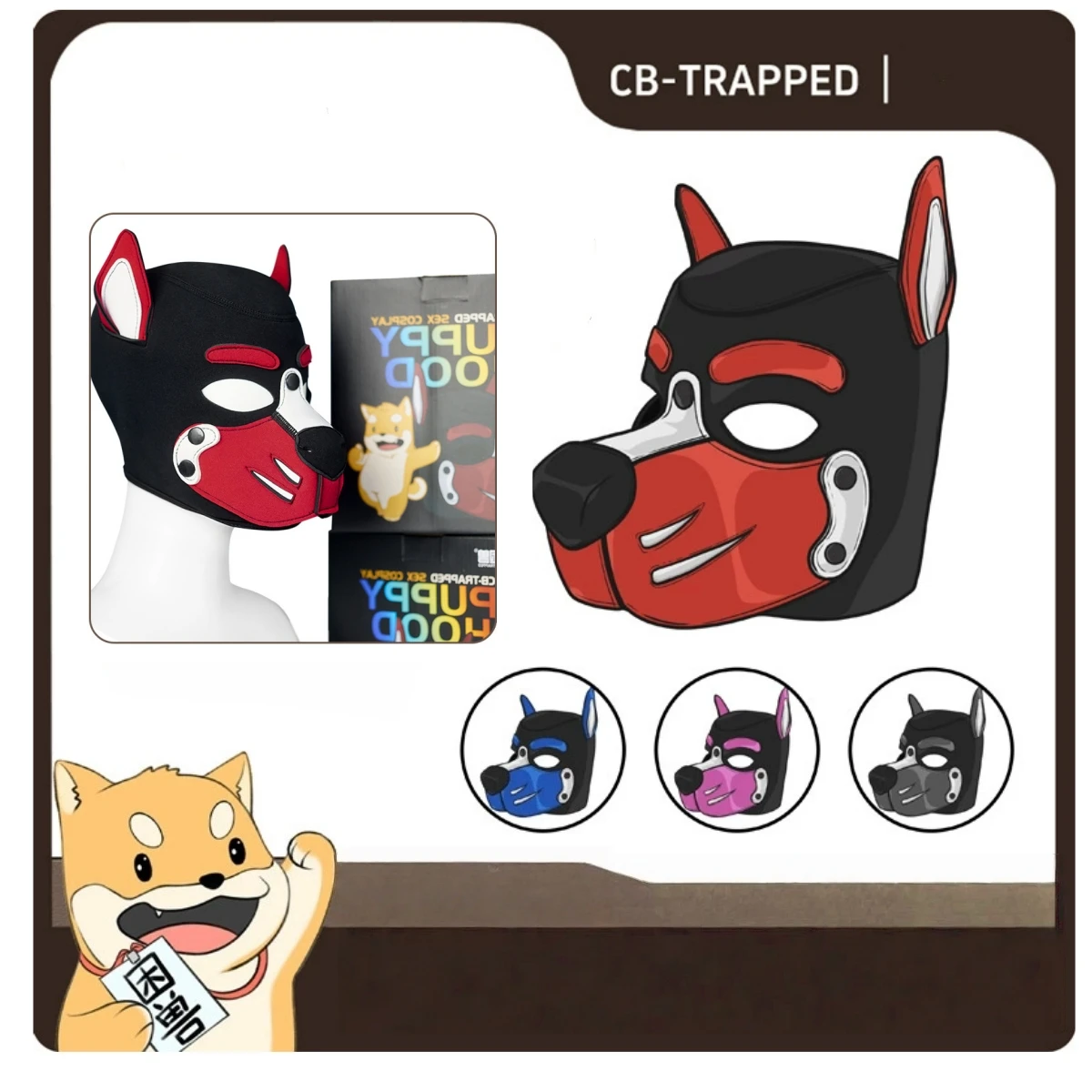 Unisex Fashion Sexy Costumes Hood Latex Dog Headgear Halloween Puppy Play Party Couples Games Full Face Fetish Men Dog Masks New