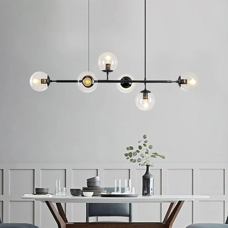 Nordic LED Pendant Lights Modern Glass Ball Suspension LOFT Chandelier dining room kitchen bar Smoke Gold Black Hanging Lamp E27 - Image 4