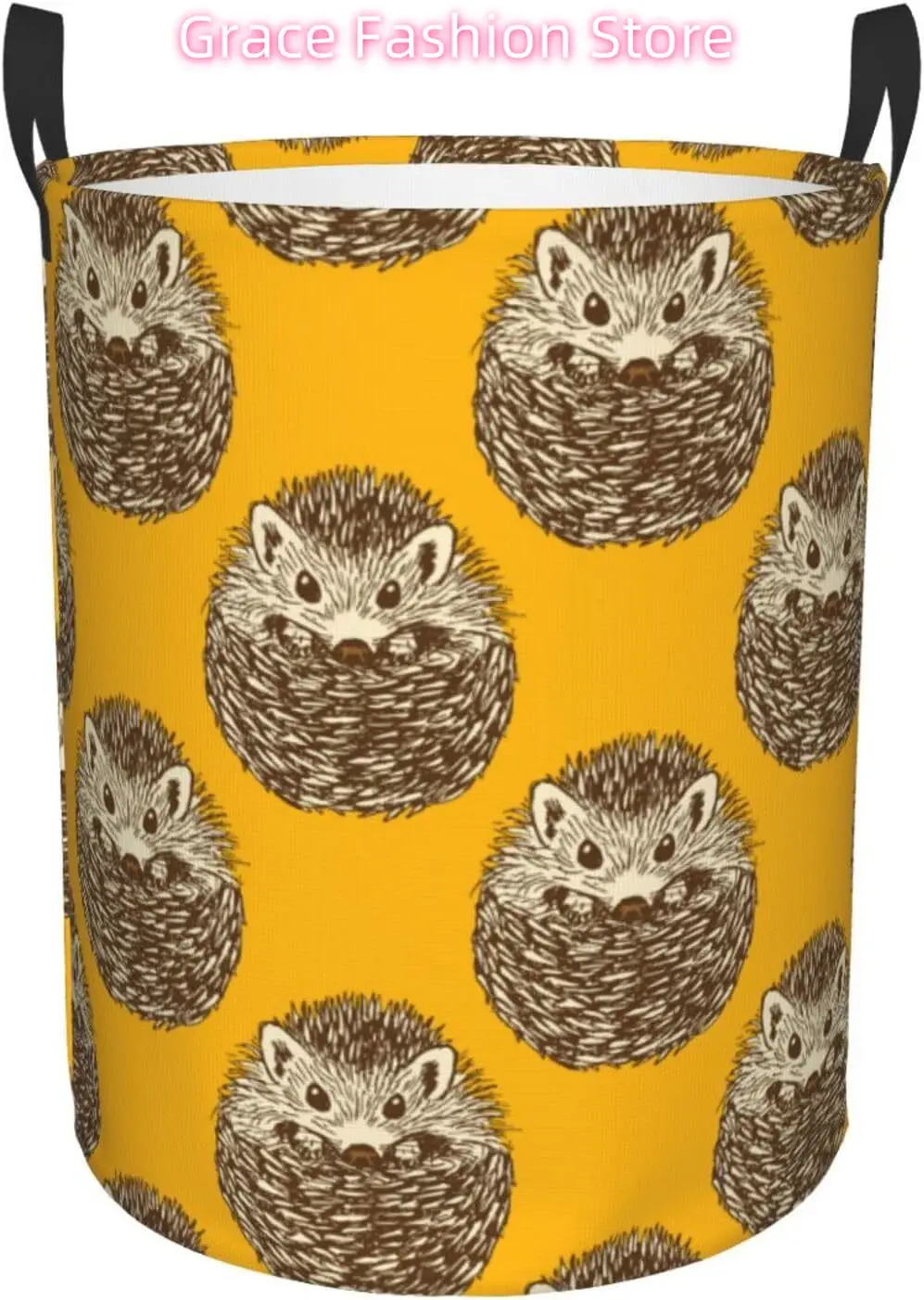 

Vintage Cute Hedgehog Laundry Basket Waterproof Oxford Cloth Organizer Basket Collapsible Clothes Hamper with Handle Toy Gift Bi