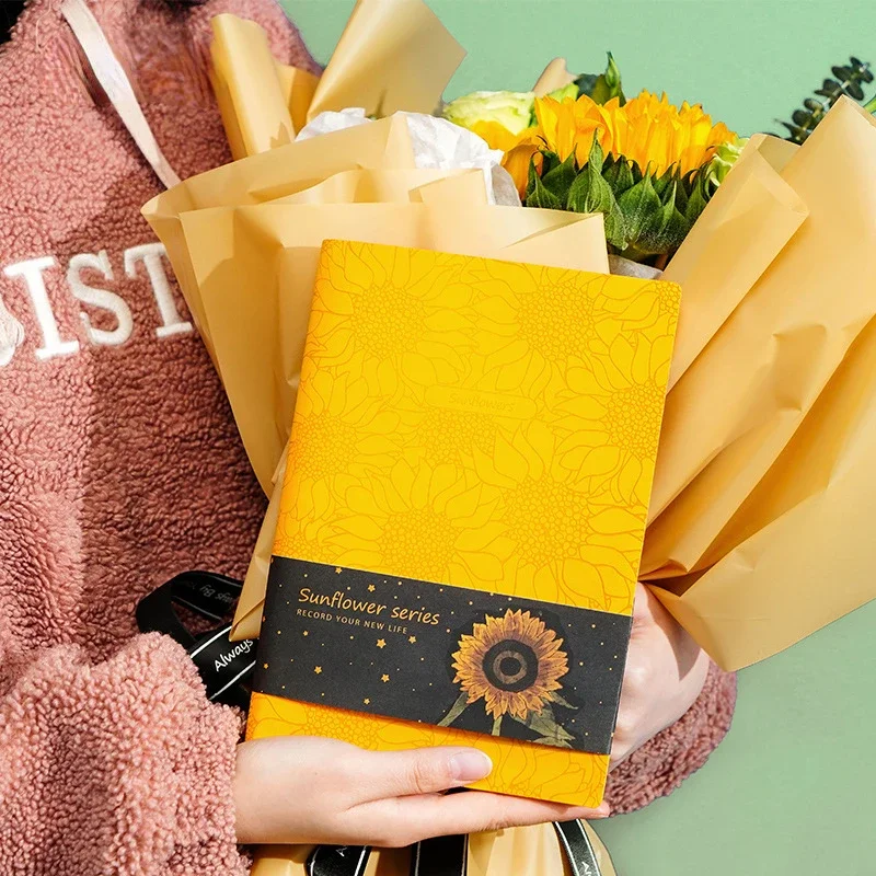 A5 Thickened Sunflower Cover Notepad Leather Soft Surface Simple Student Hand Account Notebook Business Office Meeting Supplies