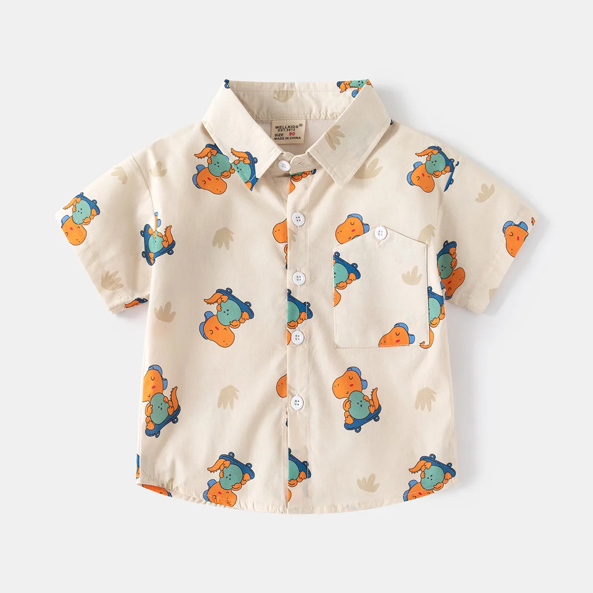 Baby Boys Printed Shirt Baby Short Sleeve Shirt Children Fashion Printed Shirt