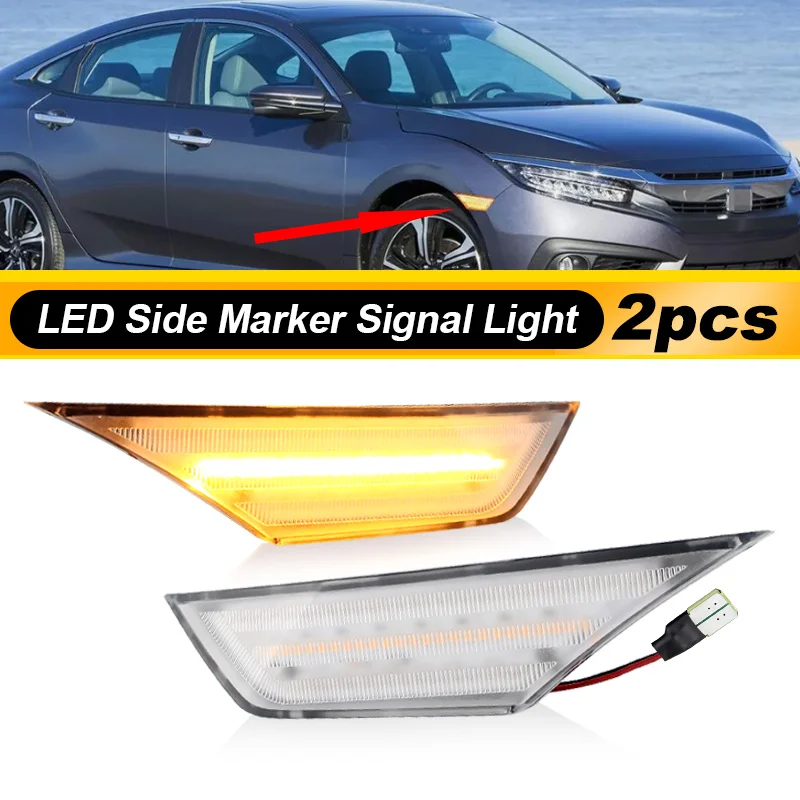 

2PCS Dynamic LED Turn Signal Repeater Light Flashing Side Marker Lamp For 10th generation Honda Civic 2016-2020