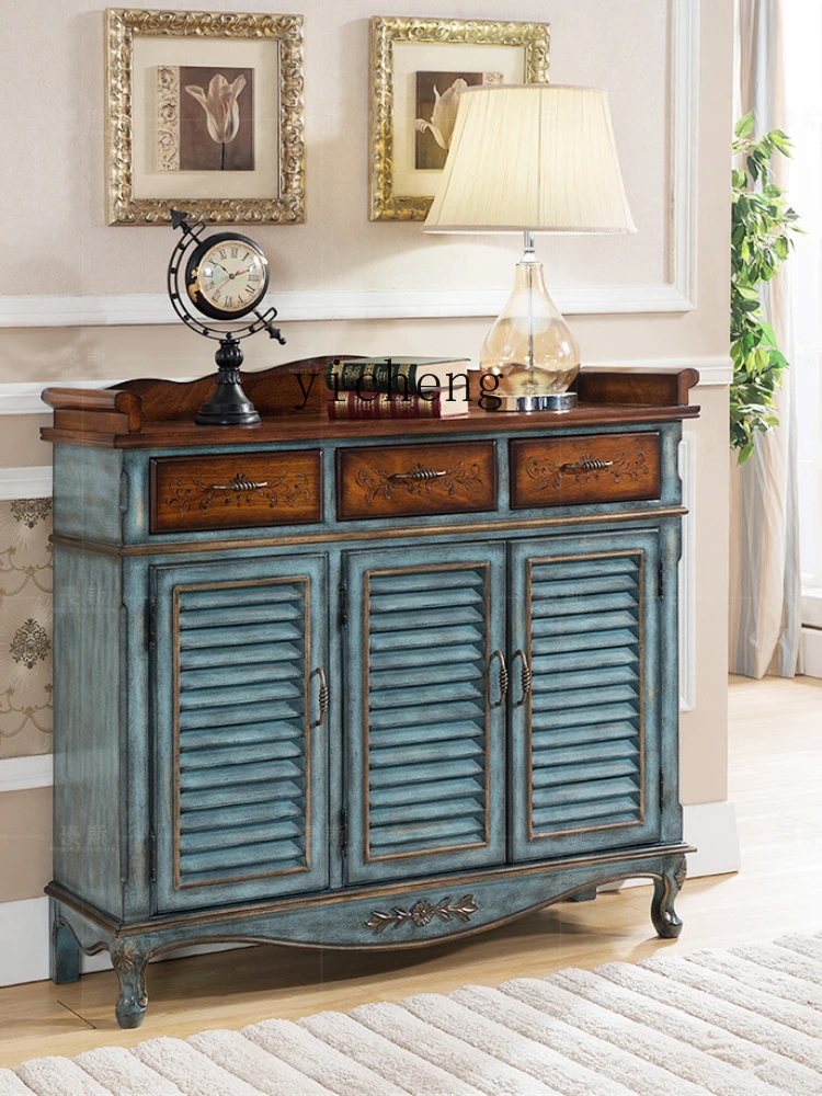 Zk Storage 1.2 M 1 M Lobby Entrance Cabinet Large Capacity Three-Door Shoe Cabinet Mediterranean Sideboard Cabinet