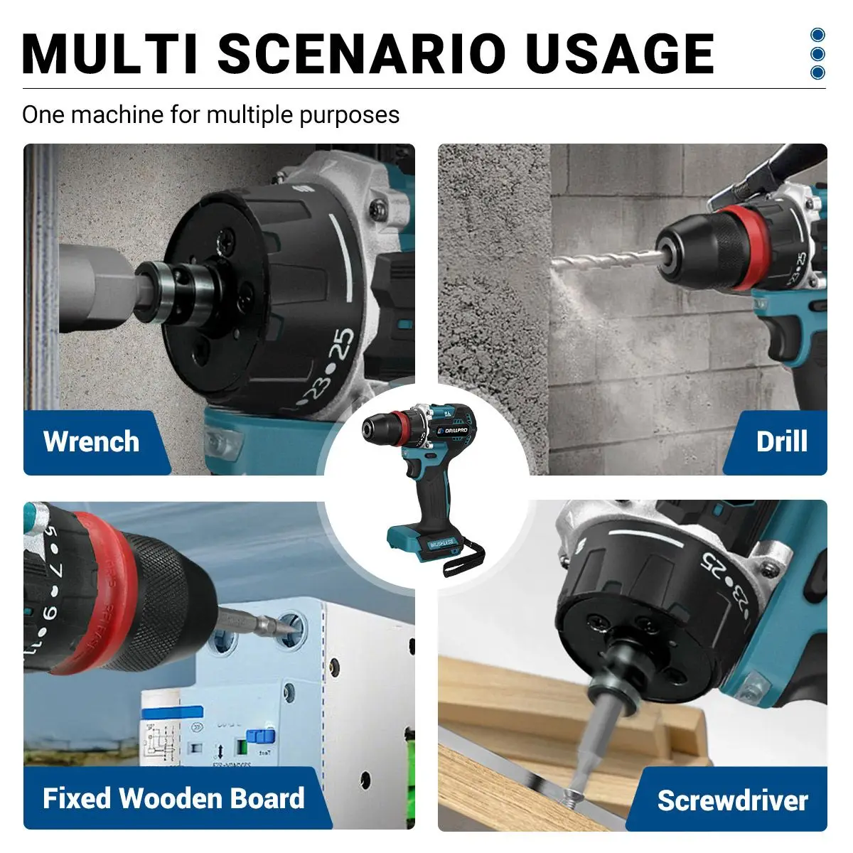Imagem -06 - Drillpro-chave de Fenda Elétrica sem Escova 2in sem Fio Furadeira Multifuncional Ferramenta Elétrica para Bateria Makita 280n.m