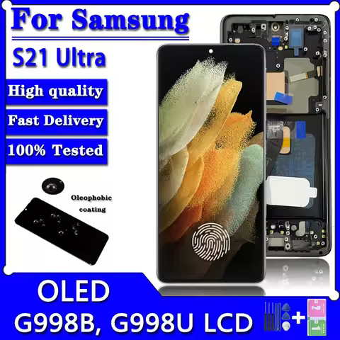 6.67"OLED For Samsung S21 Ultra 5G Lcd G998F G998u1 Display Touch Screen Digitizer S21Ultra LCD With Frame