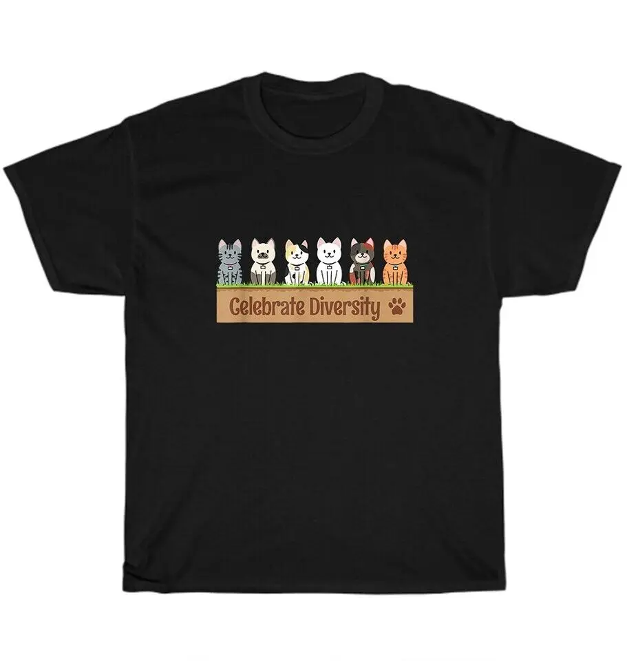 Celebrate Diversity Owners Pet Cat T-Shirt Mens Cat Lovers Funny Tee Gift S-5XL