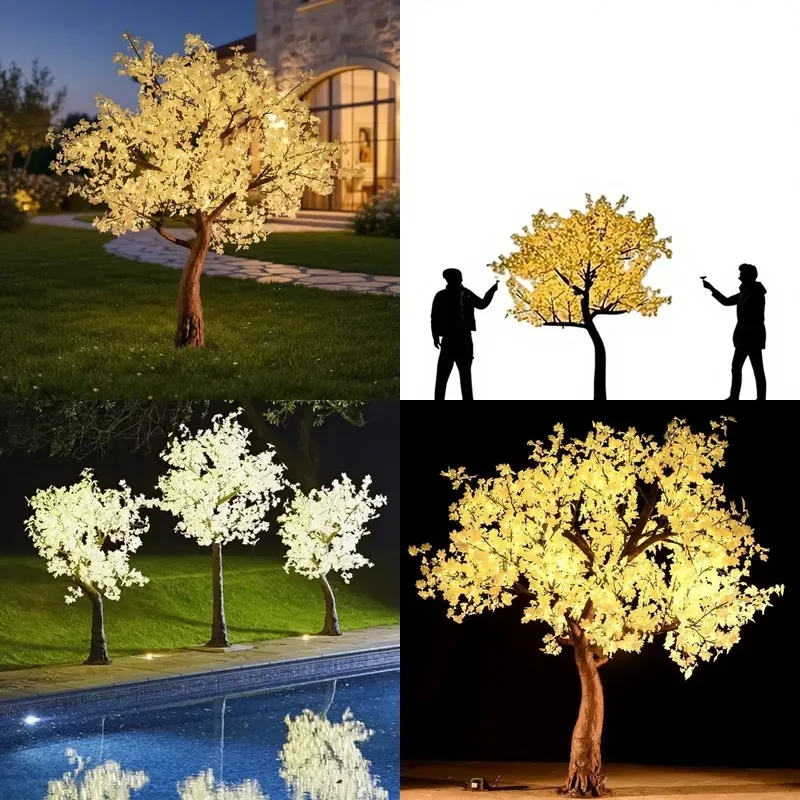 Chinese Manufacturer Outdoor Landscape Christmas Maple Leaf Decoration 9ft Artificial Warm White IP65 Glowing LED Tree Light