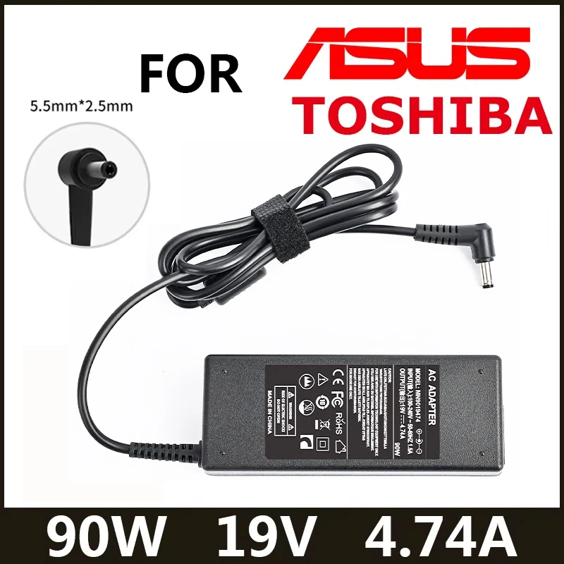 

19V 4.74A 90W 5.5*2.5mm Laptops Charger AC Power For Toshiba ASUS A46C X43B A8J K52 U1 U3 S5 W3 W7 Z3 K53BY K53E K53F Notebook