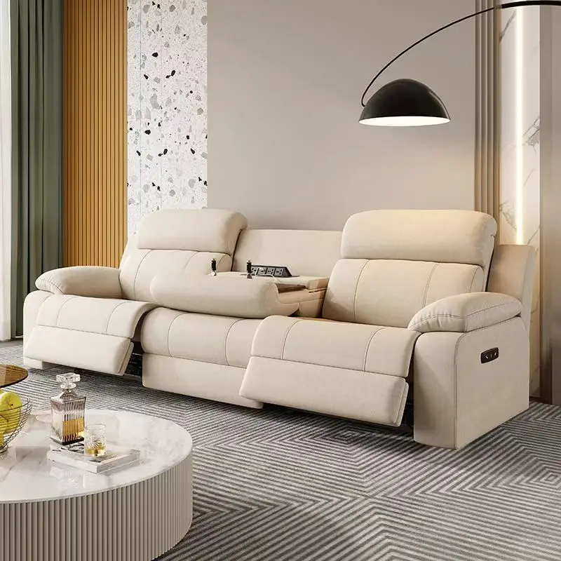 Modern Fabric Power Reclining Sofa 3 Seater Couch With USB Ports Living Room Furniture Set Wholesale Electric Recliner Sofa