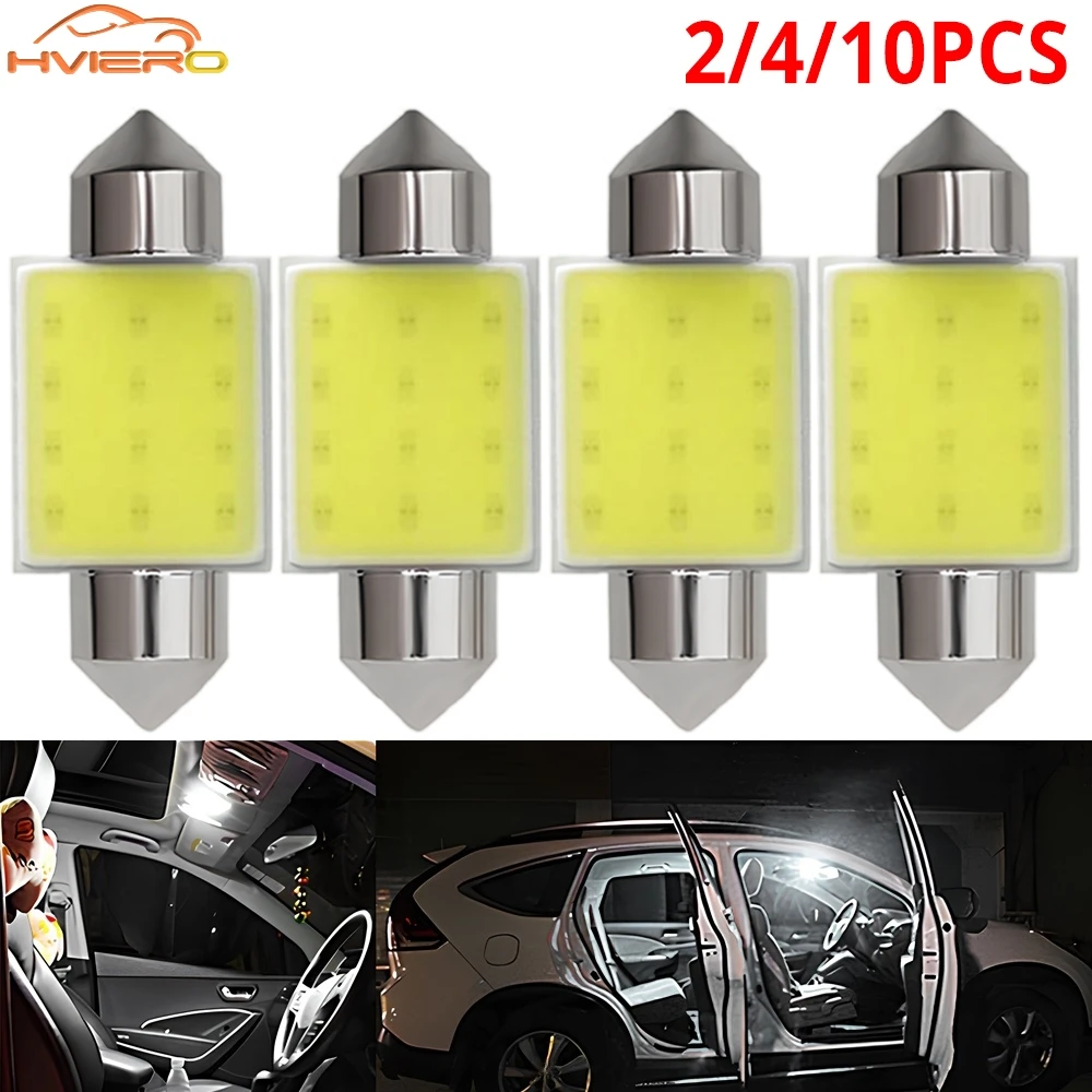

2/4/10Pcs Auto COB 12SMD White DC 12V 31/36/39/41MM Cars Led Bulbs Interior Doubles Pointed Lamping Festoon Domes Reading Lights
